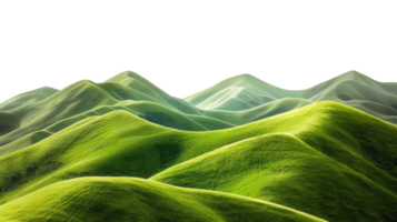 ai generato sereno verde rotolamento colline nel un' tranquillo, calmo campagna paesaggio su trasparente sfondo png