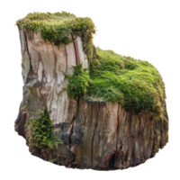 AI generated Old tree stump covered with green moss in natural forest setting on transparent background png