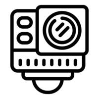 Tiny action capture camera icon outline vector. Shooting adventure motion gadget vector