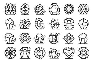 Ruby rock icons set outline vector. Gem stone mineral vector