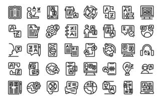 Language translation services icons set outline vector. Talk interpreter vector