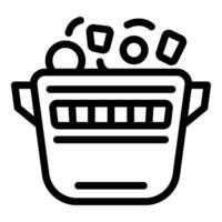 Cooking borsch pot icon outline vector. Vegetables stew soup vector