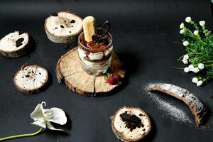 Table Adorned With Cake Slices and Flowers photo