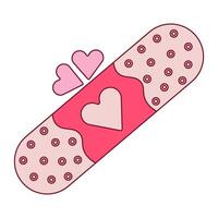 Heart tape plaster concept flat design style. Plaster on heart vector