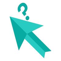 Green pointer cursor arrow. Computer mouse click question mark vector