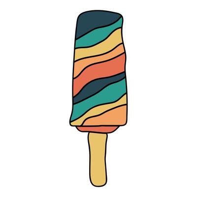 Vintage cartoon Ice cream in retro style Nostalgia. Hand Drawn retro style