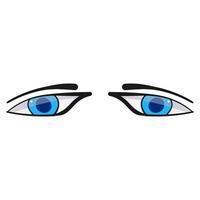 Man blue eyes comic isolated on white background. Hand drawn open eyes vector