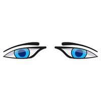 Man blue eyes comic isolated on white background. Hand drawn open eyes vector