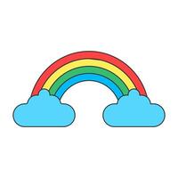 Rainbow and clouds, Weather on isolated white background vector