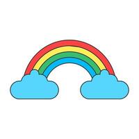 Rainbow and clouds, Weather on isolated white background vector