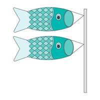 Carp streamers. Windblown fish, spring. Design in cartoon style elements. Vector illustration