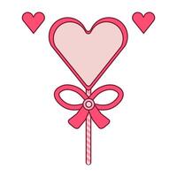 Sweet heart shaped lollipop candy. Sweet decor heart shape vector