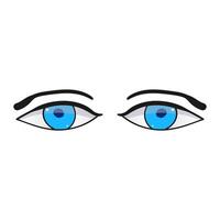 Man blue eyes comic isolated on white background. Hand drawn open eyes vector