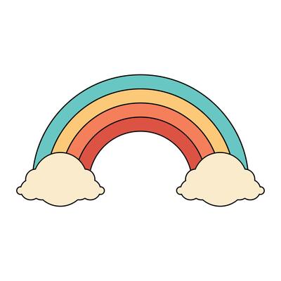 Rainbow vintage retro style. Minimalist retro elements
