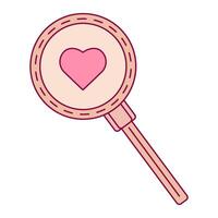 Magnifying glass looking at heart. Magnifying glass with heart vector