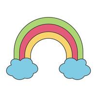 Rainbow and clouds on white background flat design vector