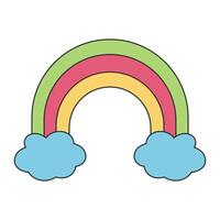 arco iris y nubes en blanco antecedentes plano diseño vector