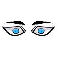 Man blue eyes comic isolated on white background. Hand drawn open eyes vector