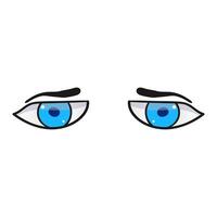 Man blue eyes comic isolated on white background. Hand drawn open eyes vector