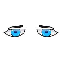 Man blue eyes comic isolated on white background. Hand drawn open eyes vector