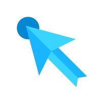 Flat blue pointer cursor arrow. Computer mouse click closed mark vector