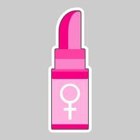 Pink lipstick element of cosmetics and beauty. Female symbol isolated on gray background vector