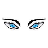 Female blue eyes comic isolated on white background. Hand drawn open female eyes vector