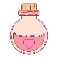 Love potion bottles. Bottle with heart shaped vector