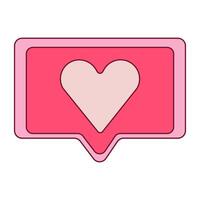 Like and play in red bubble. Red message bubble with heart vector