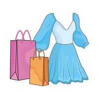 illustration of clothes with shopping bag vector