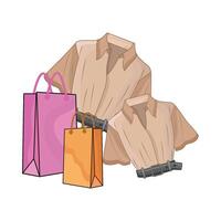 illustration of clothes with shopping bag vector