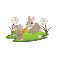 illustration of mom and baby bunny vector