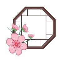 ilustración de ventana con Cereza florecer vector