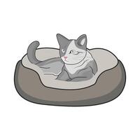 ilustración de gato cama vector