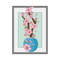 illustration of cherry blossom vase vector