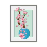 illustration of cherry blossom vase vector