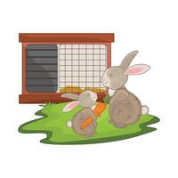 illustration of rabbit cage vector