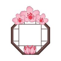 ilustración de ventana con Cereza florecer vector