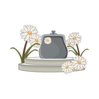 ilustración de billetera con flor vector