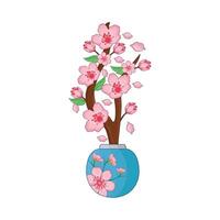 illustration of cherry blossom vase vector