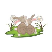 illustration of two rabbits vector