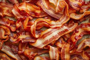 AI generated Crispy Slices of Cooked Bacon Close-up. photo