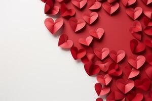 AI generated heart poster red template with large copy space for text photo