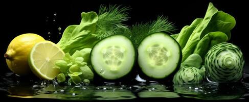 AI generated juice of cucumber, ginger, lemon, and onion photo