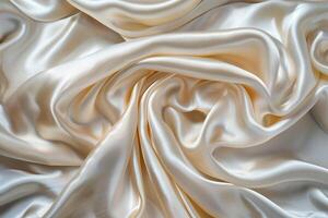 AI generated Silky White Fabric with Delicate Folds with AI generated. photo