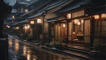 AI generated japan city scene, buildings in japan, japanese culture photo