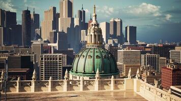 A breathtaking sight. a large, vibrant green dome adorning the top of a building video