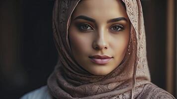 AI generated portrait of a pretty young muslim woman, portrait of a woman, pretty muslim woman photo