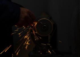 sparks of a metal in the factory photo