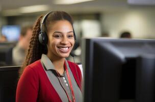 AI generated Friendly Customer Service Representative at Work photo